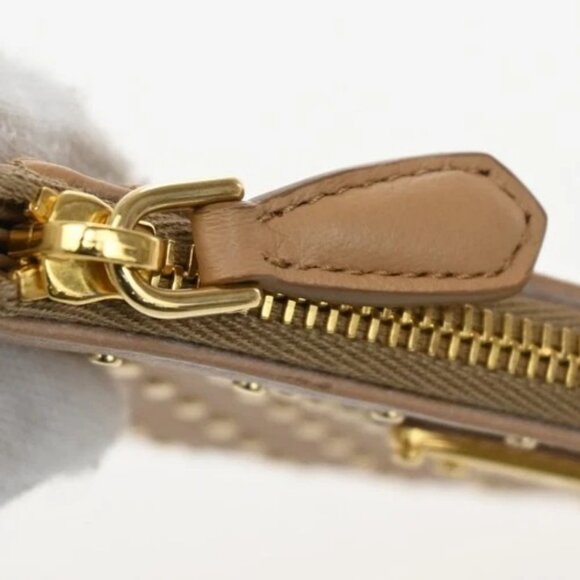 PRADA Logo Zipper Fragment Coin Case Wallet Studs Leather Brown Italy 30RL648 main image 3